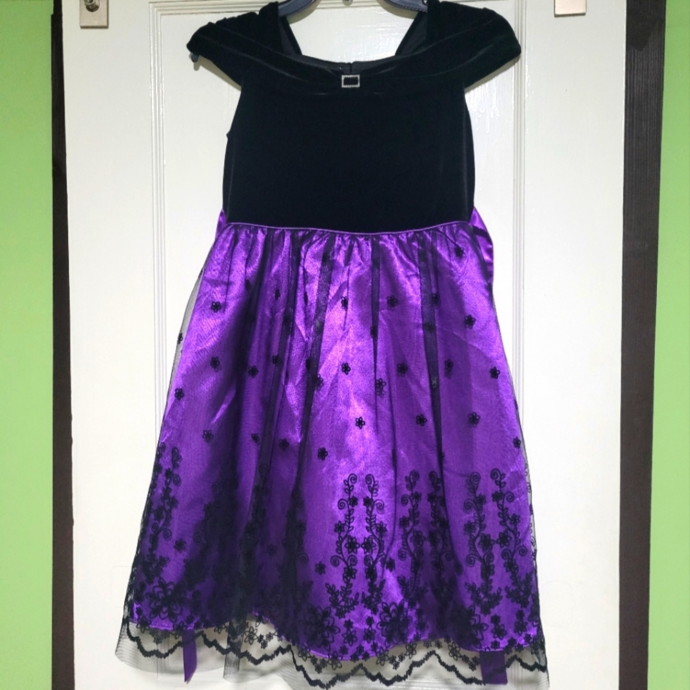 Kids Jona Michelle Formal Purple Black Dress Sz 12